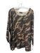 Max Tonso Size Large Tan, Brown, Gray Cashmere 3/4 Sleeve Camo Knit Sweater Tan, Brown, Gray / Large