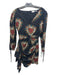 Rhode Size M Black & Multi Cotton Ruched Heart Print V Neck Back Zip Dress Black & Multi / M