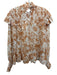 Moodie Size M Tan & White Polyester Long Balloon Sleeve Marbled Shirred Top Tan & White / M