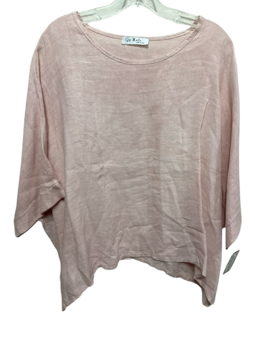 Gigi Moda Size One Size Rose Pink Linen Dolman Sleeve Round Neck Wide Top Rose Pink / One Size