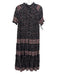 Free People Size M Black, Red, Multi Viscose Pintuck Floral Drawstring Dress Black, Red, Multi / M