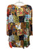 La Prestic Ouiston Size 1 Orange & Multi Silk Mixed Print Tie Neck Short Dress Orange & Multi / 1