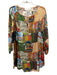 La Prestic Ouiston Size 1 Orange & Multi Silk Mixed Print Tie Neck Short Dress Orange & Multi / 1