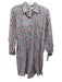 Vintage Ibiza Size M White, Blue, Red Cotton Block Print Quarter Button Dress White, Blue, Red / M