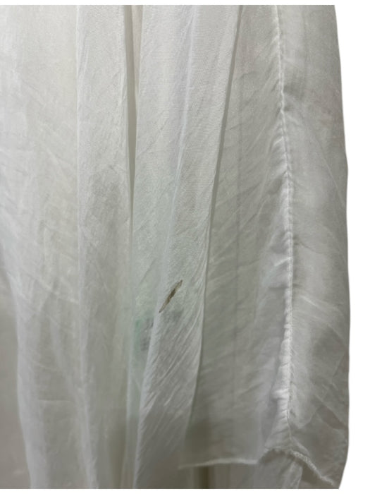 Sana White Viscose Blend V Neck Draped Sleeve Hankerchief Hem Top White