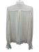 Jonathan Simkhai Size M Cream Silk Lace Trim Button Down Long Balloon Sleeve Top Cream / M
