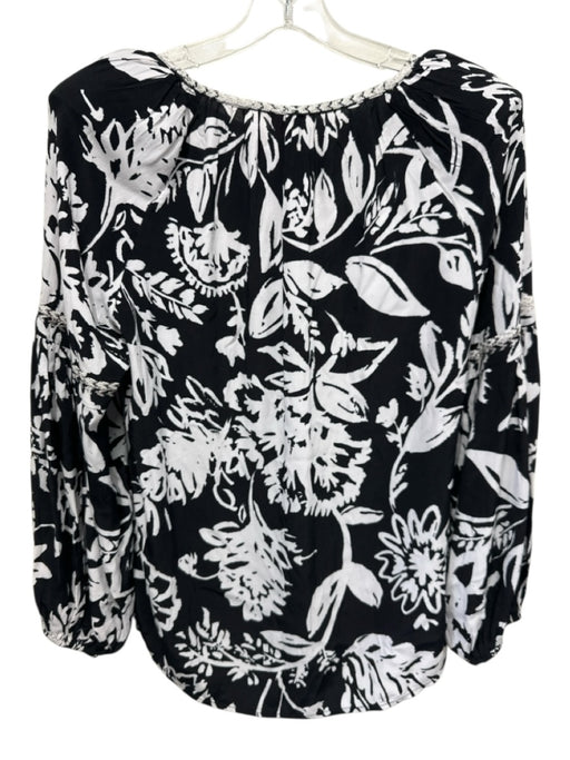 Figue Size 6 Black & White Viscose Shoulder Pads Floral Silhouette Pant Set Black & White / 6