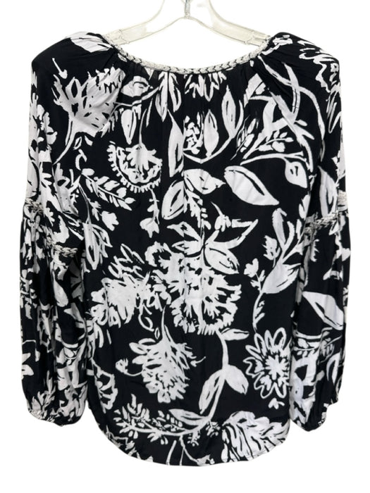 Figue Size 6 Black & White Viscose Shoulder Pads Floral Silhouette Pant Set Black & White / 6