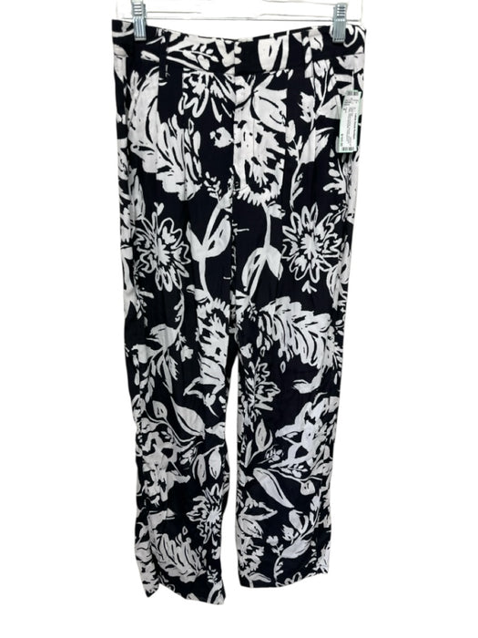 Figue Size 6 Black & White Viscose Shoulder Pads Floral Silhouette Pant Set Black & White / 6