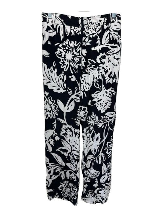Figue Size 6 Black & White Viscose Shoulder Pads Floral Silhouette Pant Set Black & White / 6