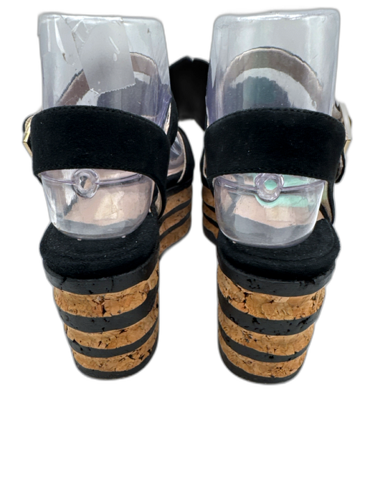 Paloma Barcelo Shoe Size 6 Black & Tan Suede Cork Bow Stacked Platform Sandals Black & Tan / 6