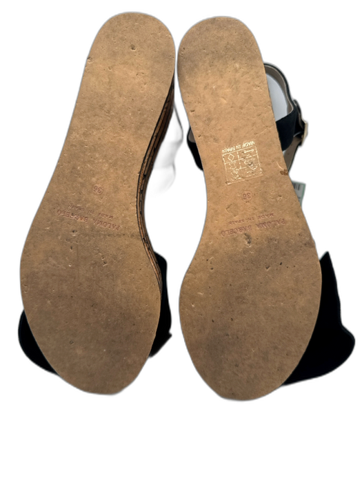 Paloma Barcelo Shoe Size 6 Black & Tan Suede Cork Bow Stacked Platform Sandals Black & Tan / 6
