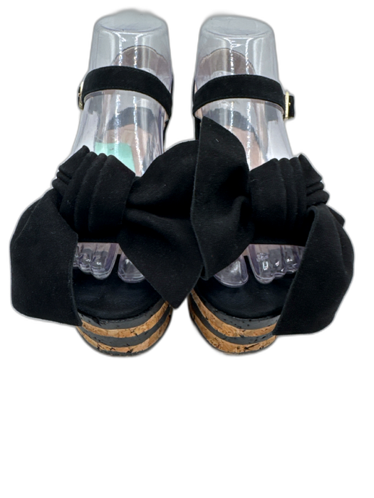 Paloma Barcelo Shoe Size 6 Black & Tan Suede Cork Bow Stacked Platform Sandals Black & Tan / 6
