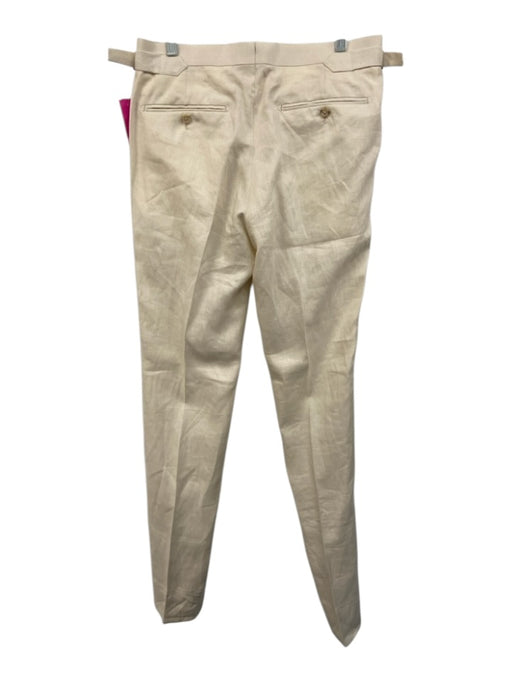 Cavour Size Est L Cream Linen Solid Side Tabs Men's Pants Cream / Est L