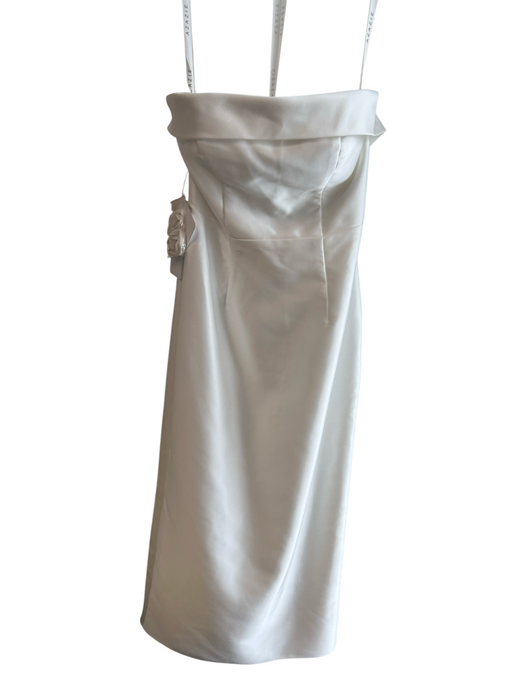 Azazie Size 6 White Polyester Button Detail Zip Back Strapless Bow Detail Gown White / 6