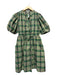 Derek Lam 10 Crosby Size 6 Green & Yellow Cotton Short Balloon Sleeve Dress Green & Yellow / 6