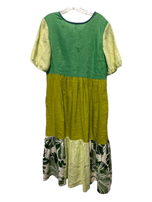 Community Service Size S Green & Teal Linen Short Balloon Sleeve Maxi Dress Green & Teal / S