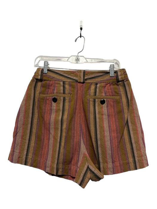 The Great Size 29 Purple & Brown Cotton High Waist Striped Shorts Purple & Brown / 29