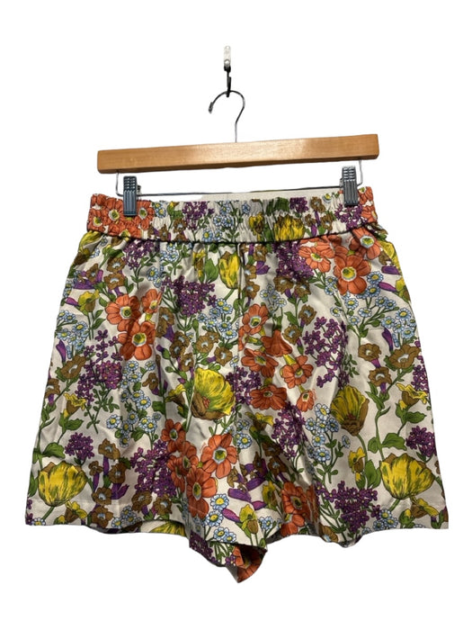 Coach Size M Purple & Green Silk Elastic Waist Botanical Shorts Purple & Green / M