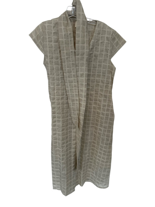 Megan Huntz Size S Taupe Cotton Cap Sleeve Squares Buttons Maxi Dress Taupe / S