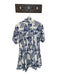 Rebecca Taylor Size 4 White & Blue Viscose Short Sleeve Botanical Collar Dress White & Blue / 4