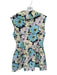 Ganni Size 38 Pink & blue Cotton Sleeveless Flowers Front Zip Collar Dress Pink & blue / 38