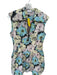 Ganni Size 38 Pink & blue Cotton Sleeveless Flowers Front Zip Collar Dress Pink & blue / 38
