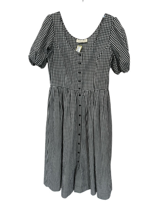 Of Her Own Kind Size M Black & White Organic Cotton Short Balloon Sleeve Dress Black & White / M
