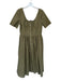 Caron Callahan Size 8 Olive Green Cotton Short Sleeve Button Down Maxi Dress Olive Green / 8