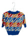 Mother Size S Blue & Orange Cotton Short Sleeve Lines Collar Cropped Top Blue & Orange / S