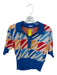Mother Size S Blue & Orange Cotton Short Sleeve Lines Collar Cropped Top Blue & Orange / S