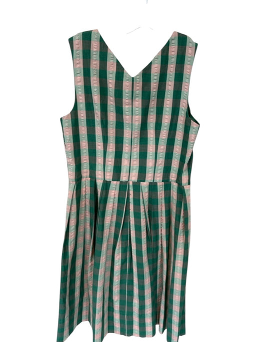 Emily and Fin Size M Green & Peach Cotton Sleeveless Striped Checkered Dress Green & Peach / M