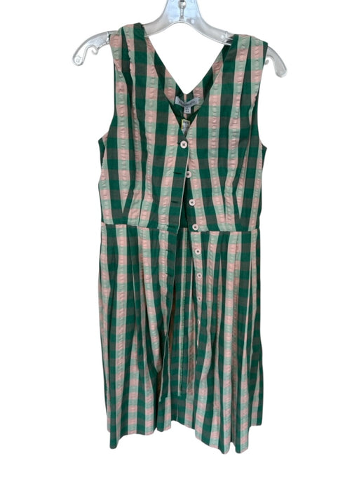 Emily and Fin Size M Green & Peach Cotton Sleeveless Striped Checkered Dress Green & Peach / M