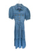 Derek Lam 10 Crosby Size 6 Light Wash Cotton Short Balloon Sleeve Belted Dress Light Wash / 6