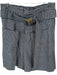 Caron Callahan Size M Navy & Cream Cotton & Linen High Waist Plaid Belted Shorts Navy & Cream / M