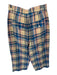Caron Callahan Size 8 Peach & Navy Linen High Waist Plaid Wide Leg Pants Peach & Navy / 8