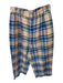 Caron Callahan Size 8 Peach & Navy Linen High Waist Plaid Wide Leg Pants Peach & Navy / 8