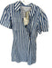Tanya Taylor Size 8 Blue & White Cotton Short Sleeve Striped Wrap Collar Dress Blue & White / 8