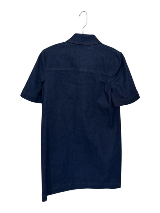 Veronica Beard Size 4 Dark Wash Cotton Short Sleeve Button Down Collar Dress Dark Wash / 4