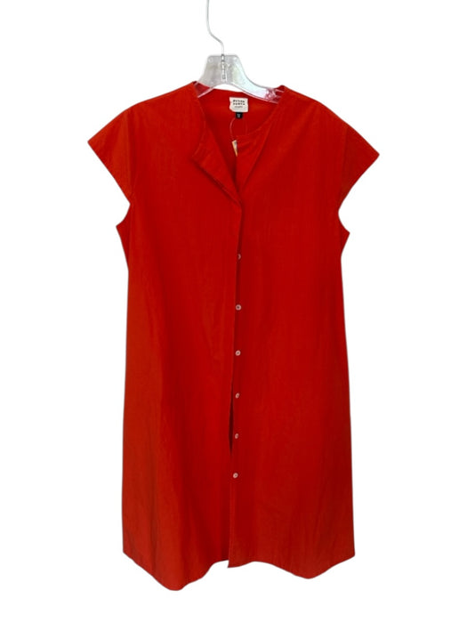 Megan Huntz Size M Orange Cotton Cap Sleeve Button Down Belted Maxi Dress Orange / M