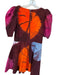 Busayo Size M Maroon & Orange Cotton Short Balloon Sleeve Tie Dye Back Zip Dress Maroon & Orange / M
