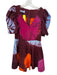 Busayo Size M Maroon & Orange Cotton Short Balloon Sleeve Tie Dye Back Zip Dress Maroon & Orange / M