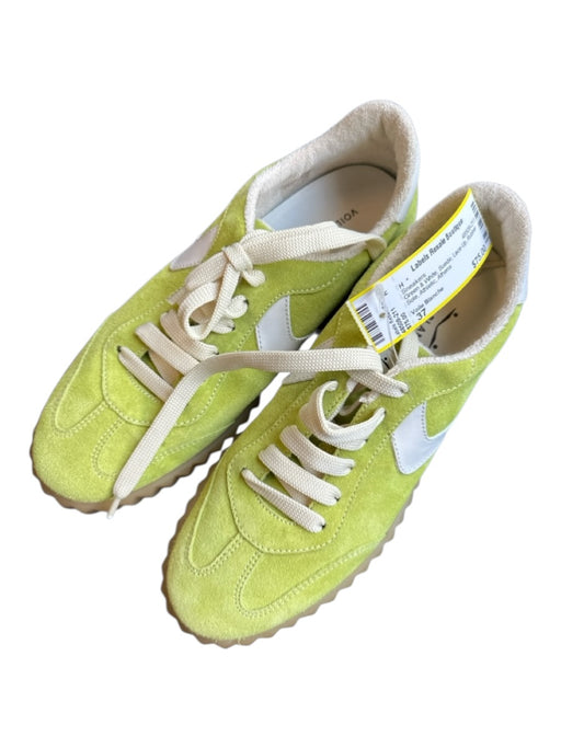 Voile Blanche Shoe Size 37 Green & White Suede Lace Up Rubber Sole Sneakers Green & White / 37