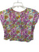 Size XS Purple & Tan Cotton Cap Sleeve Flowers Side Buttons Top Purple & Tan / XS