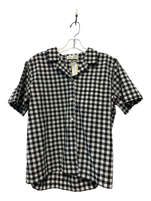 Alex Mill Size M Black & White Cotton Short Sleeve Checkered Button Down Top Black & White / M