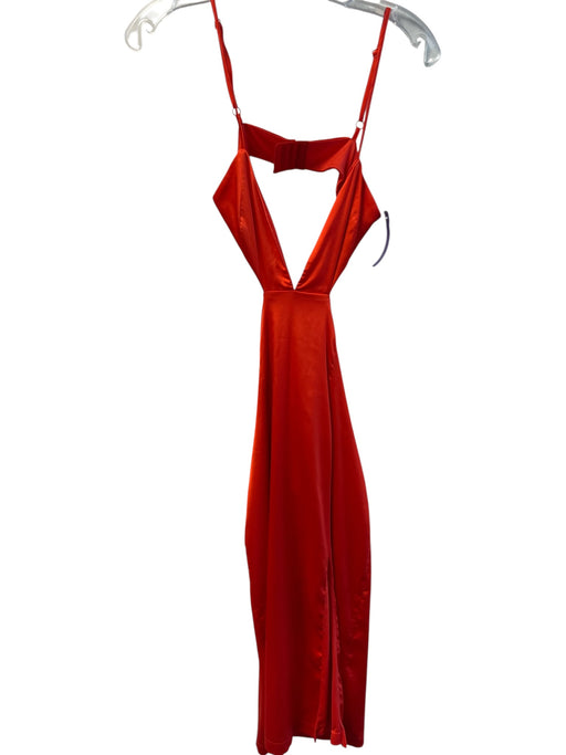 Superdown Size S Orange Polyester & Spandex Satin Solid Cutout Midi Dress Orange / S