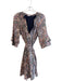 Rebecca Minkoff Size XS Purple & Multi 100% Cotton Puff Sleeves V Neck Dress Purple & Multi / XS