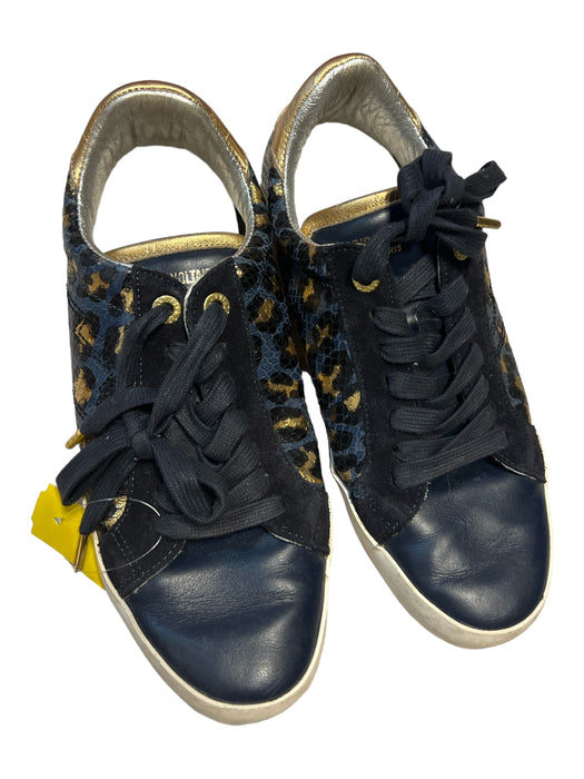 Zadig & Voltaire Shoe Size 40 navy & gold Leather Metallic Animal Print Sneakers navy & gold / 40