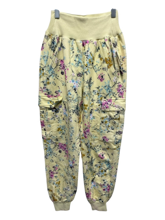 Cinq a Sept Size XS Light Yellow, Blue & Pink Cotton Ribbed Waist Floral Pants Light Yellow, Blue & Pink / XS