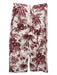 Cara Cara Size 4 Red & White Cotton Corduroy Floral High Rise Wide Leg Pants Red & White / 4